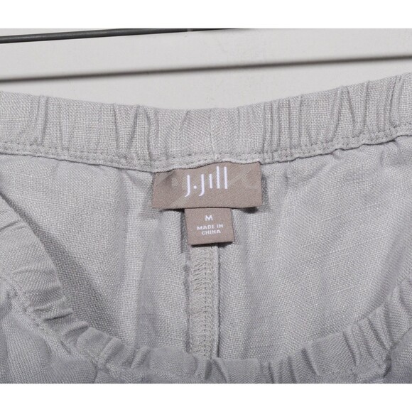 Vintage J. Jill 100% Linen Gray Stretch Waist Pull On Boxy Ankle Pants Sz M - Picture 2 of 3